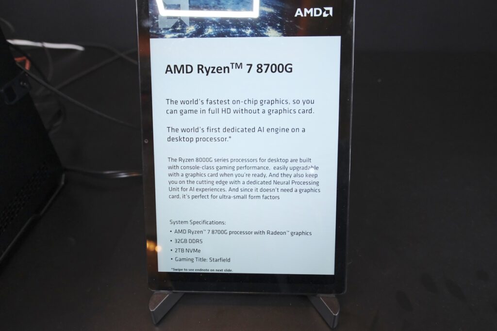 AMD Ryzen 8700G running Starfield at CES 2024