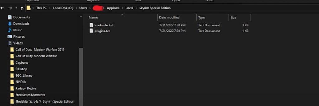 place txt files to run modded Skyrim on Steam Deck.