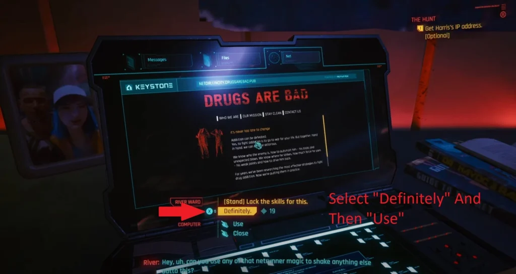 Cyberpunk 2077 The Hunt IP Address breach Protocol.