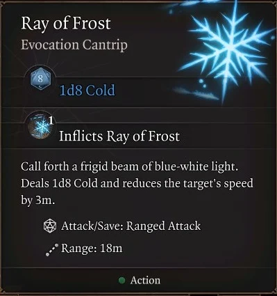 BG3 Ray of Frost effect and how to get.